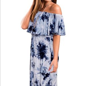 Off The Shoulder Tie Dye Maxi Dress